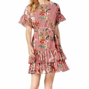 Julia Jordan Red Striped Floral Dress